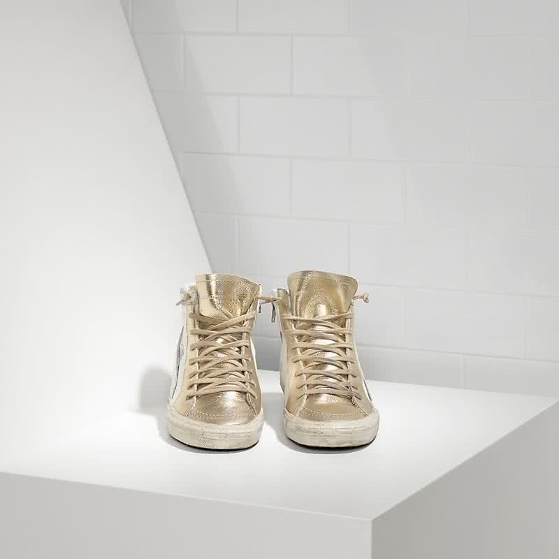 Golden Goose Sneakers Slide in Pelle e Stella in Pelle White Gold Star 2