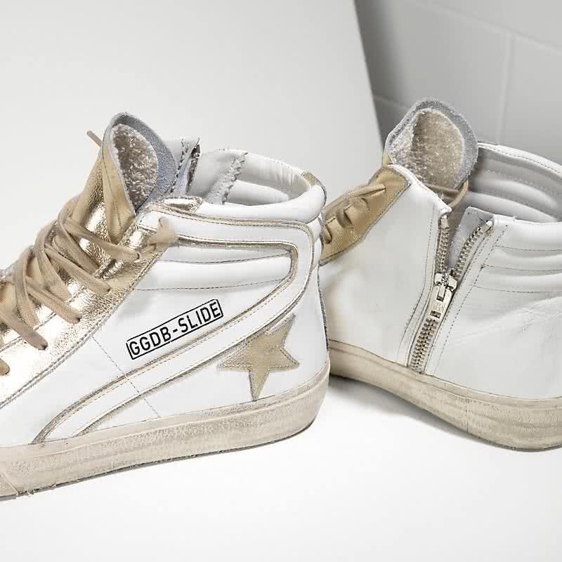 Golden Goose Sneakers Slide in Pelle e Stella in Pelle White Gold Star 4