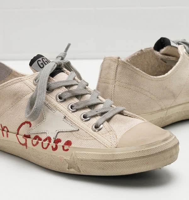 Golden Goose V-Star 2 Sneakers G30WS639 Upper In Cotton Canvas 4