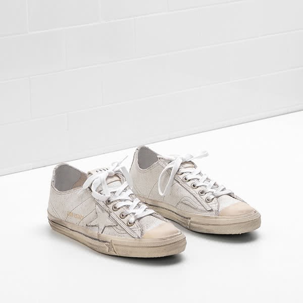 Golden Goose V-STAR 2 Sneakers Upper in crackle-effect calf leather 2