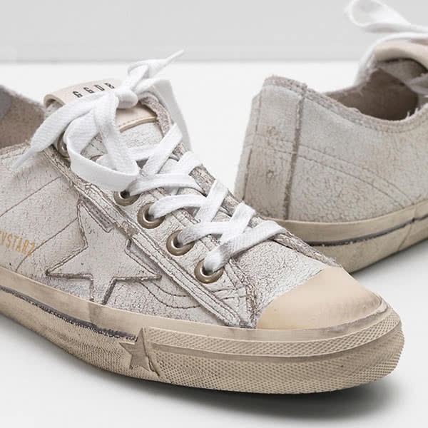Golden Goose V-STAR 2 Sneakers Upper in crackle-effect calf leather 4