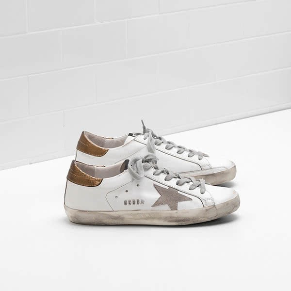 Golden Goose Superstar Sneakers Calf Suede Tab Is Laminated Leather white gold 1