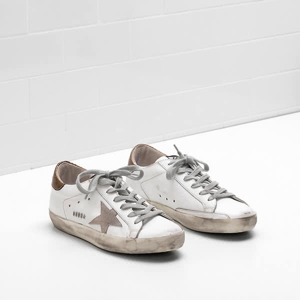 Golden Goose Superstar Sneakers Calf Suede Tab Is Laminated Leather white gold 2