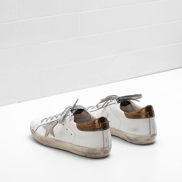 Golden Goose Superstar Sneakers Calf Suede Tab Is Laminated Leather white gold 3
