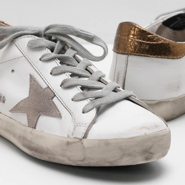 Golden Goose Superstar Sneakers Calf Suede Tab Is Laminated Leather white gold 4
