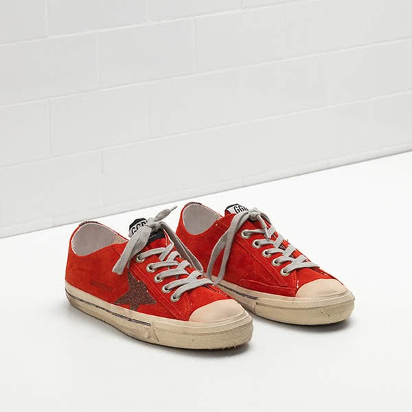 Golden Goose V-STAR 2 Sneakers G31WS639.N5 Calf Suede Tab Rubbed With Glitter 2