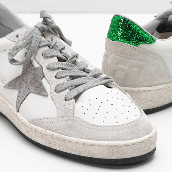 Golden Goose Ball Star Sneakers G32WS592.F8calf leather Suede Glittery heel tab 4