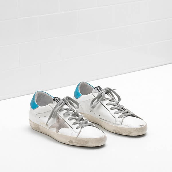 Golden Goose Superstar Sneakers G32WS590.E84 calf leather Suede star white blue 2