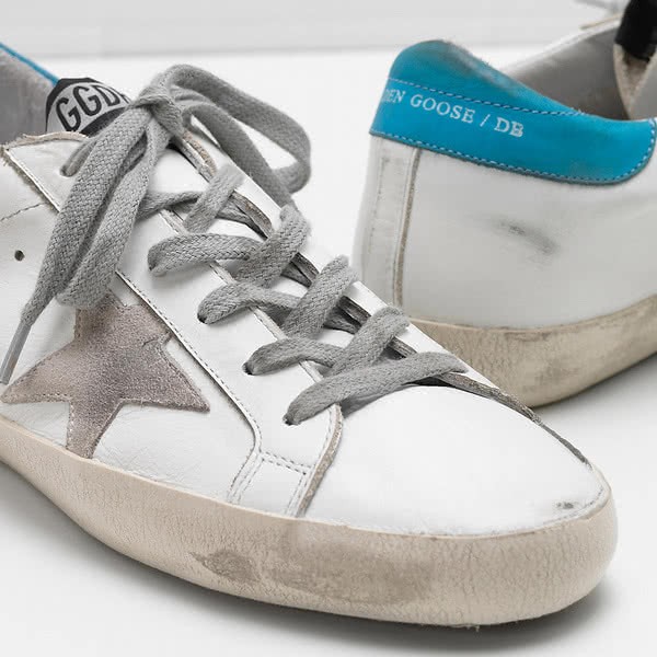 Golden Goose Superstar Sneakers G32WS590.E84 calf leather Suede star white blue 4