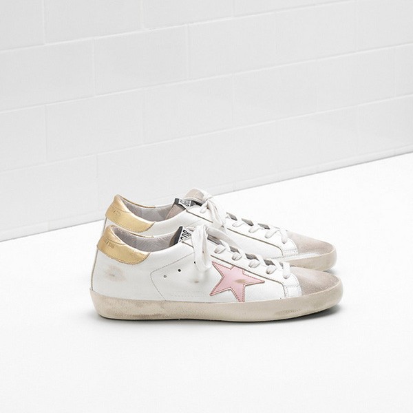 Golden Goose Superstar Sneakers calf leather Star Heel in laminated leather white pink 1