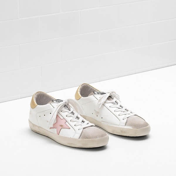 Golden Goose Superstar Sneakers calf leather Star Heel in laminated leather white pink 2