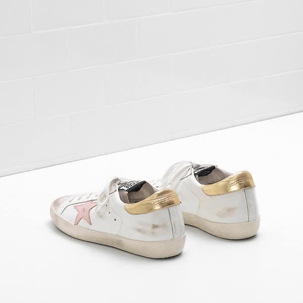 Golden Goose Superstar Sneakers calf leather Star Heel in laminated leather white pink 3