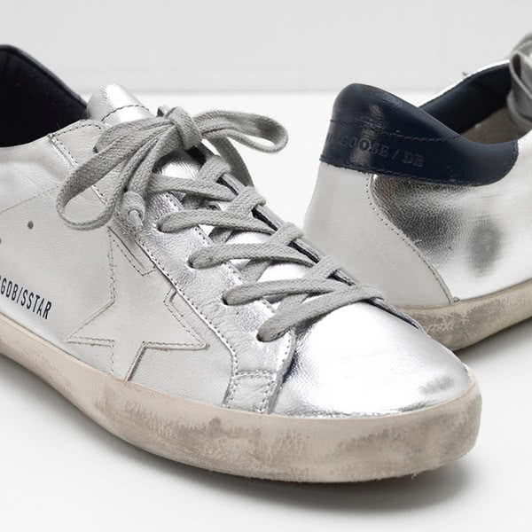 Golden Goose SUPERSTAR Sneakers  metallic goatskin leather heel is leather white 4