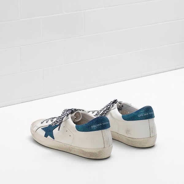 Golden Goose2 Superstar Sneakers calf leather heel is glitter-coated suede Green 3