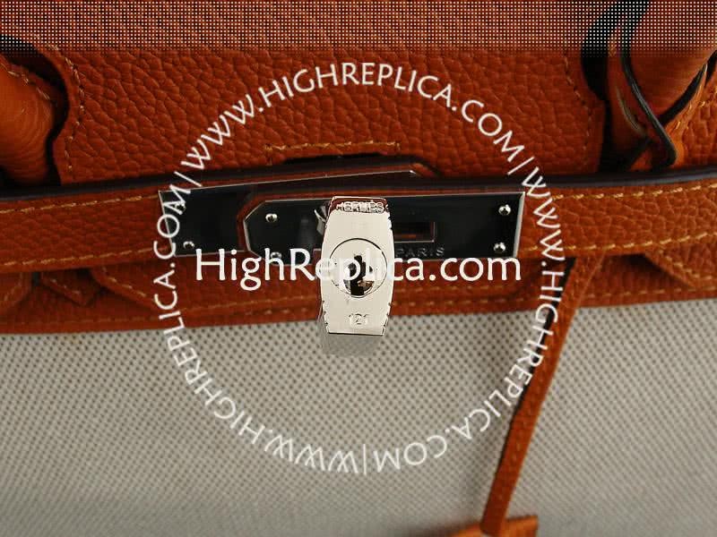 Hermes Birkin 35 Cm Toile And Togo Leather Orange 7