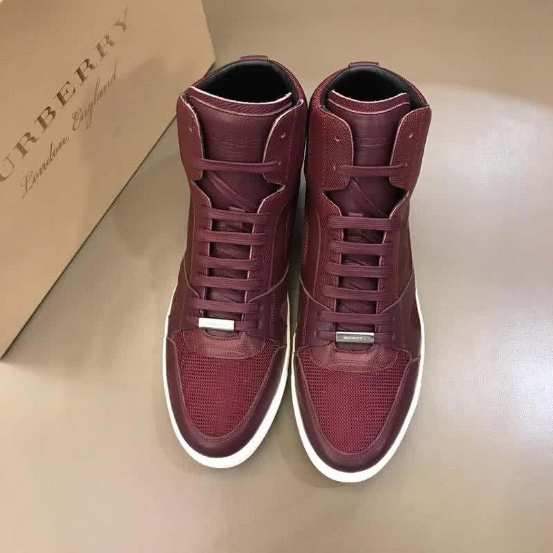 Burberry Fashion Comfortable Sneakers Cowhide Wine Red Men 2