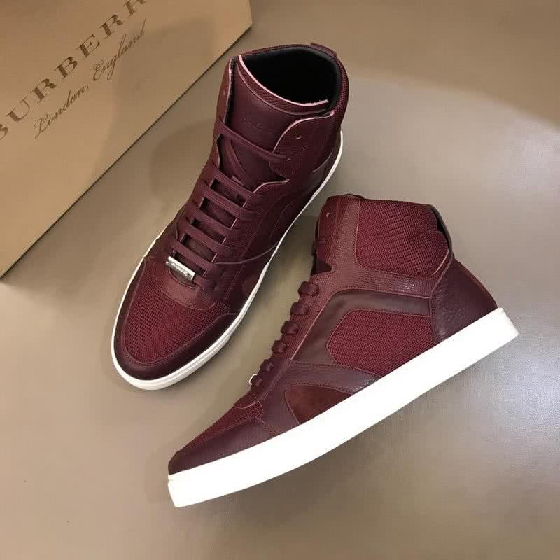 Burberry Fashion Comfortable Sneakers Cowhide Wine Red Men 1