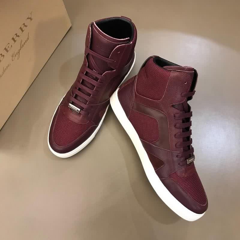 Burberry Fashion Comfortable Sneakers Cowhide Wine Red Men 3