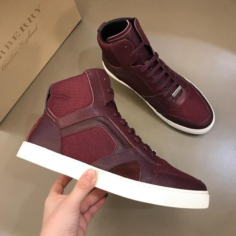 Burberry Fashion Comfortable Sneakers Cowhide Wine Red Men 4