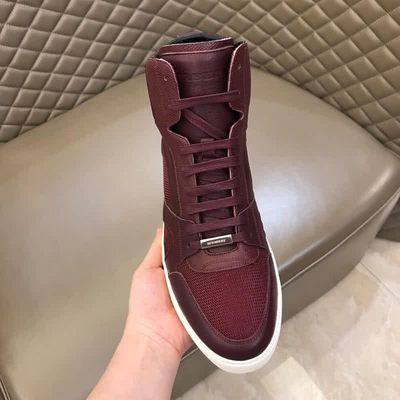 Burberry Fashion Comfortable Sneakers Cowhide Wine Red Men 7