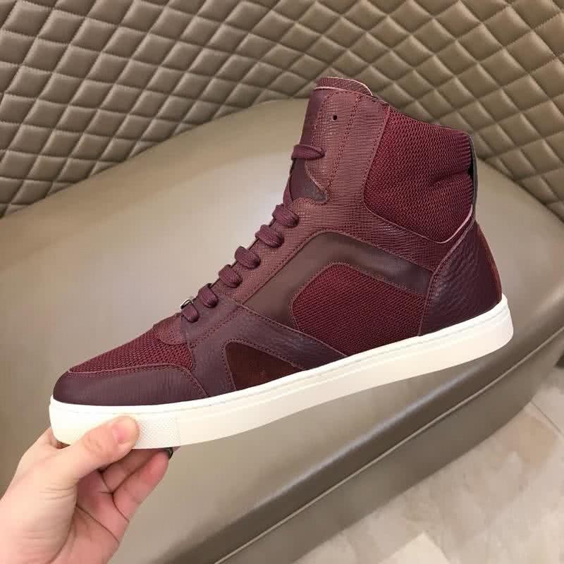 Burberry Fashion Comfortable Sneakers Cowhide Wine Red Men 8