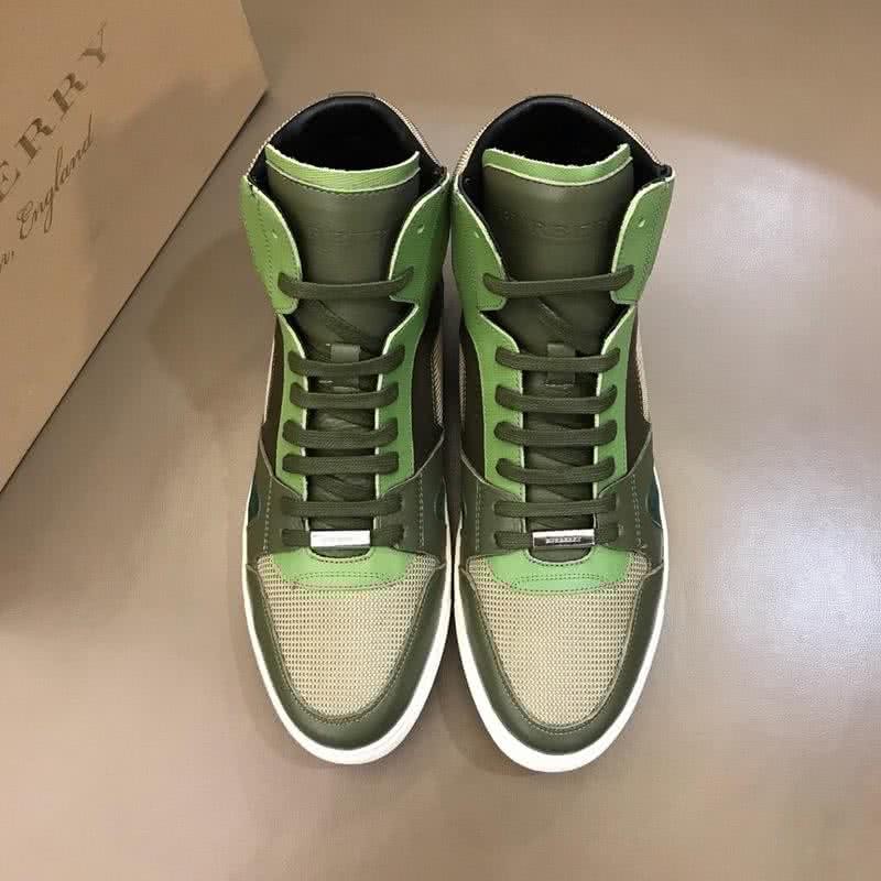 Burberry Fashion Comfortable Sneakers Cowhide Green And White Men 2