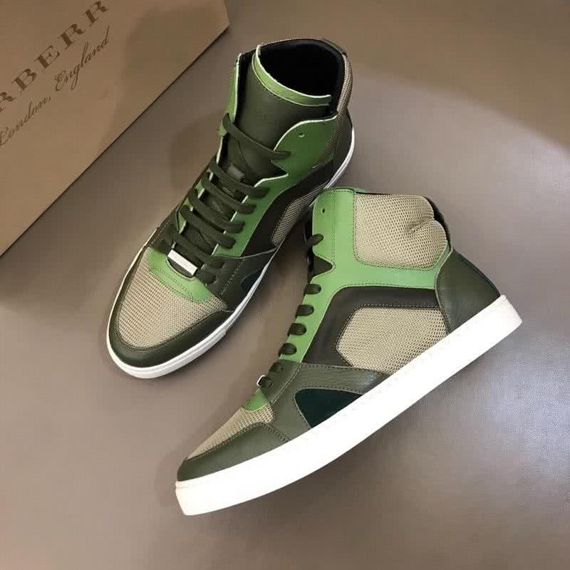 Burberry Fashion Comfortable Sneakers Cowhide Green And White Men 1