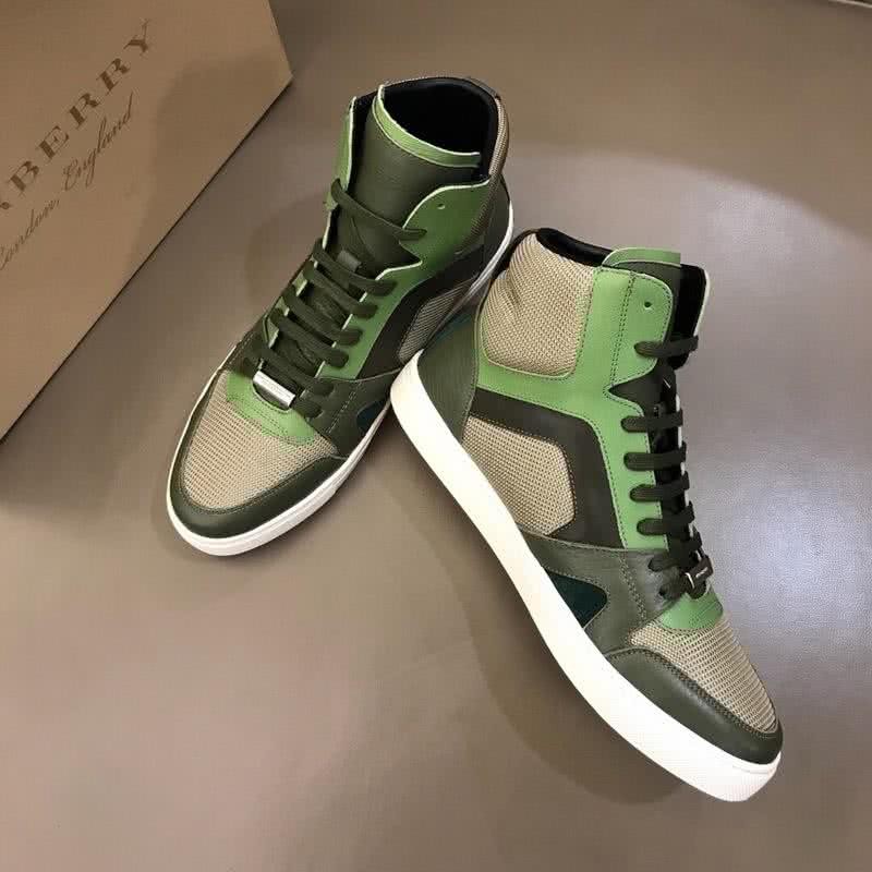 Burberry Fashion Comfortable Sneakers Cowhide Green And White Men 3