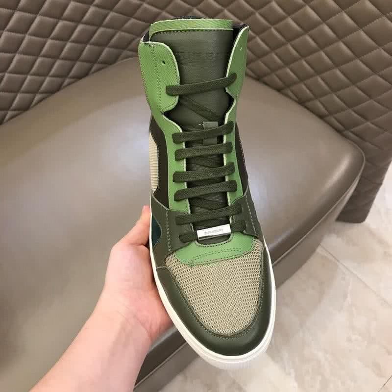 Burberry Fashion Comfortable Sneakers Cowhide Green And White Men 7