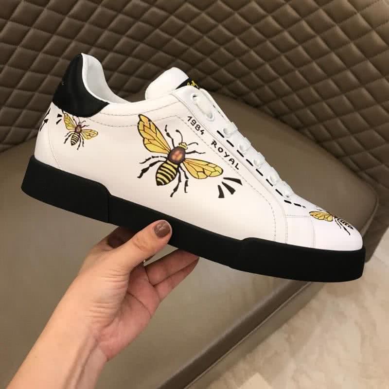 Dolce&Gabbana Sneakers Bees White Upper Black Sole Men 6