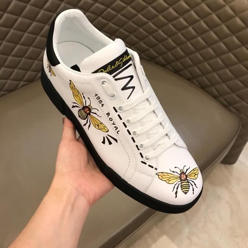 Dolce&Gabbana Sneakers Bees White Upper Black Sole Men 7