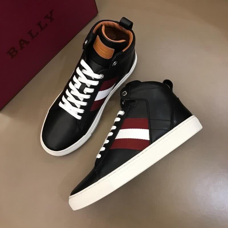 Bally Fashion Leather Sports Shoes Cowhide Black Red Men 1