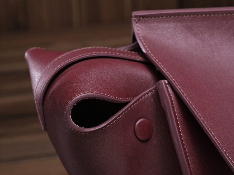 Celine Tie Nano Top Handle Bag Leather Burgundy 9