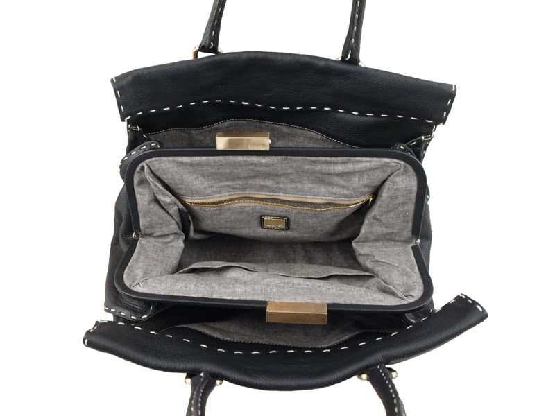 Fendi Saddle Soft Leather Firenze Bag Large Black 8