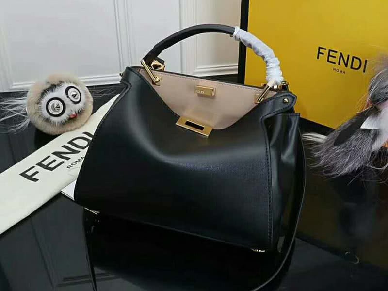 Fendi Peekaboo Essential Calfskin Leather Bag Black 6