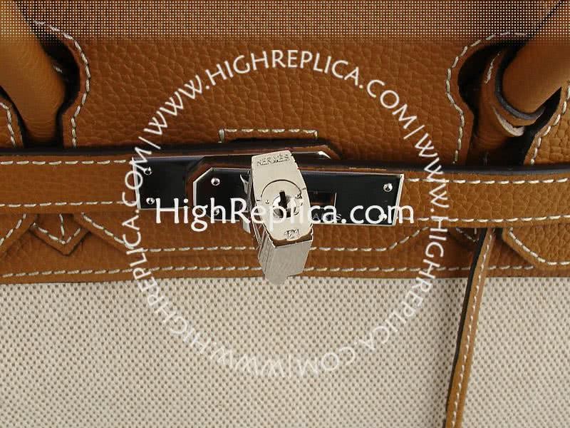 Hermes Birkin 35 Cm Toile And Togo Leather Tan 6