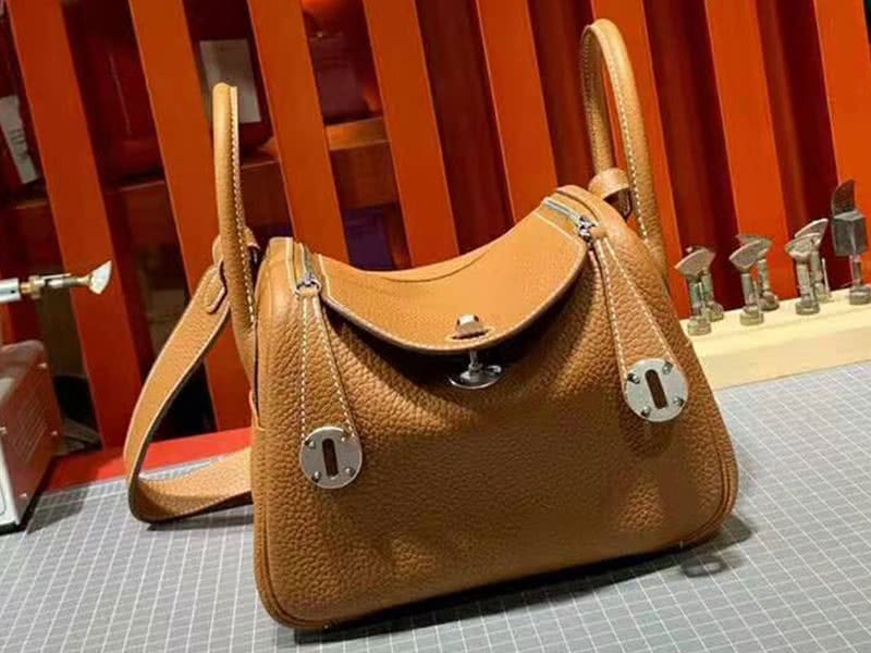 Hermes Mini Lindy Taurillon Clemence 20 Gold Hardware Brown 2