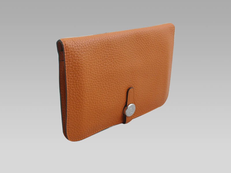 Hermes Dogon Togo Leather Wallet Purse Orange 2