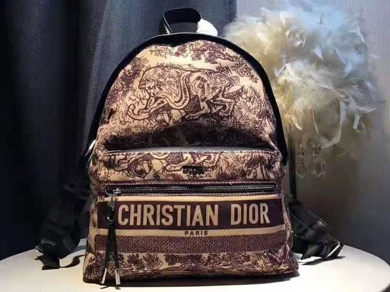 Dior Oblique With Christian Logo Backpack Lion Burgundy 2