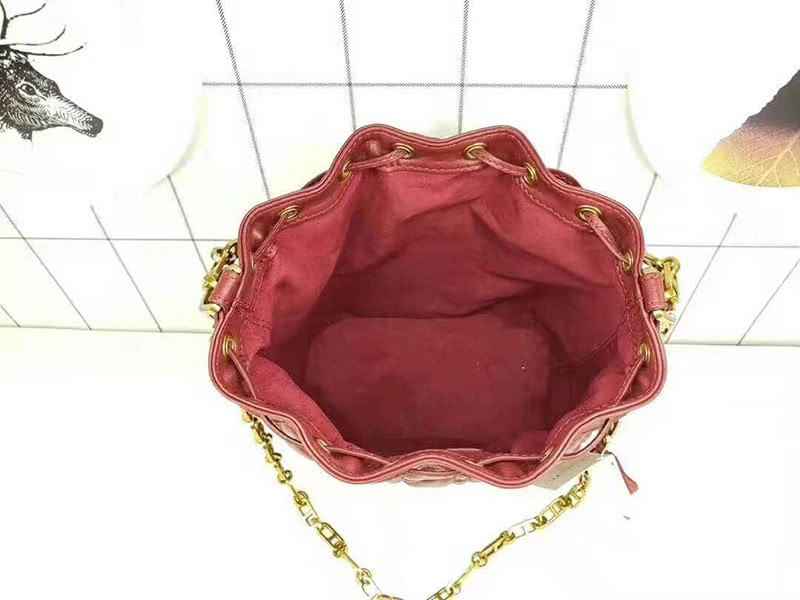 Dior Miss Dior Lambskin Bucket Bag Burgundy 8