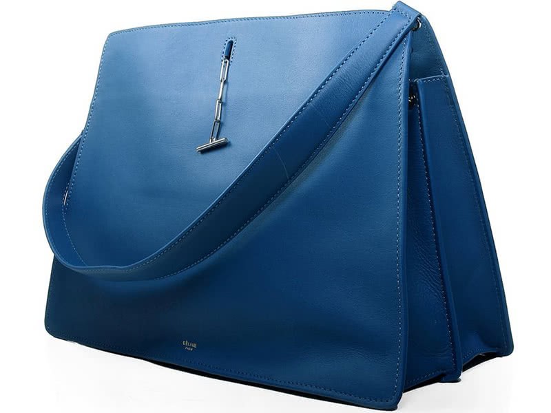 Celine Calf Leather Shoulder Bag Blue 2