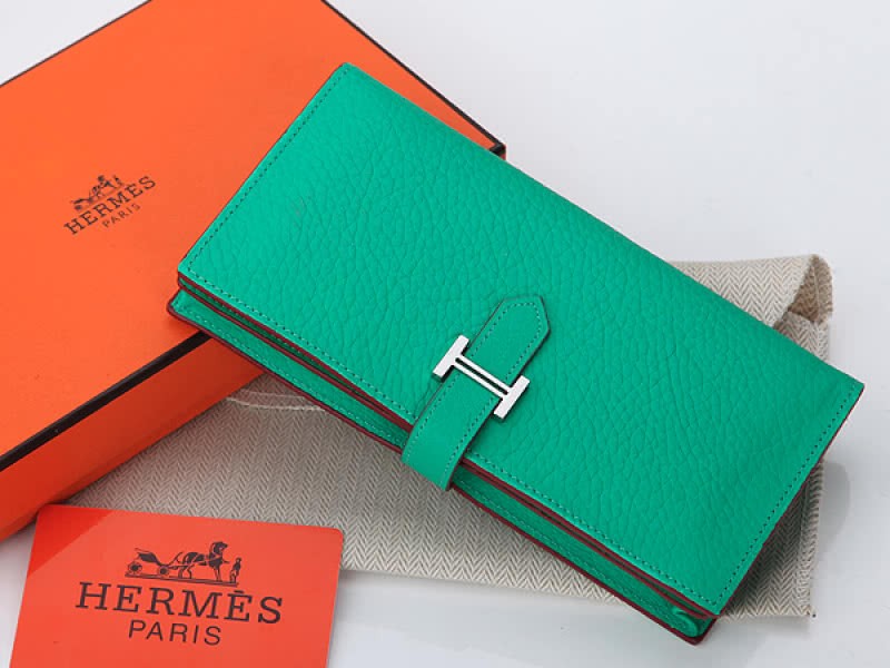 Hermes Dogon Togo Original Calfskin Bearn Japonaise Bi-Fold Wallet Green 1