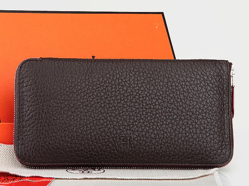 Hermes Zipper Wallet Original Leather Choco 1