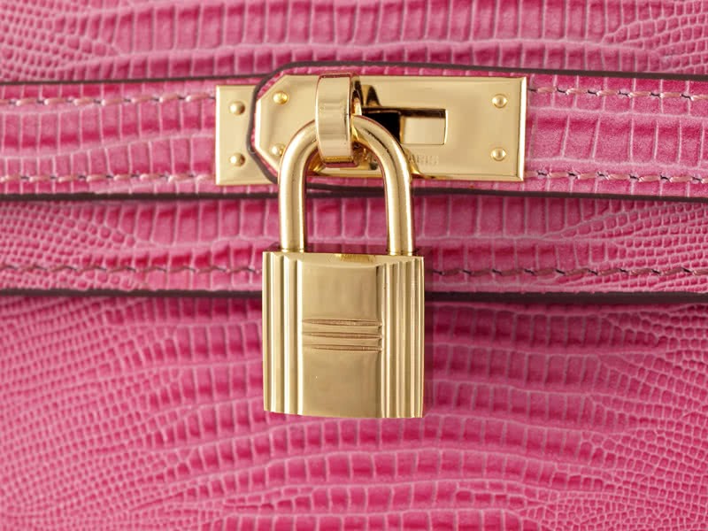 Hermes Kelly Pochette Longue Lizard Leather Pink 6
