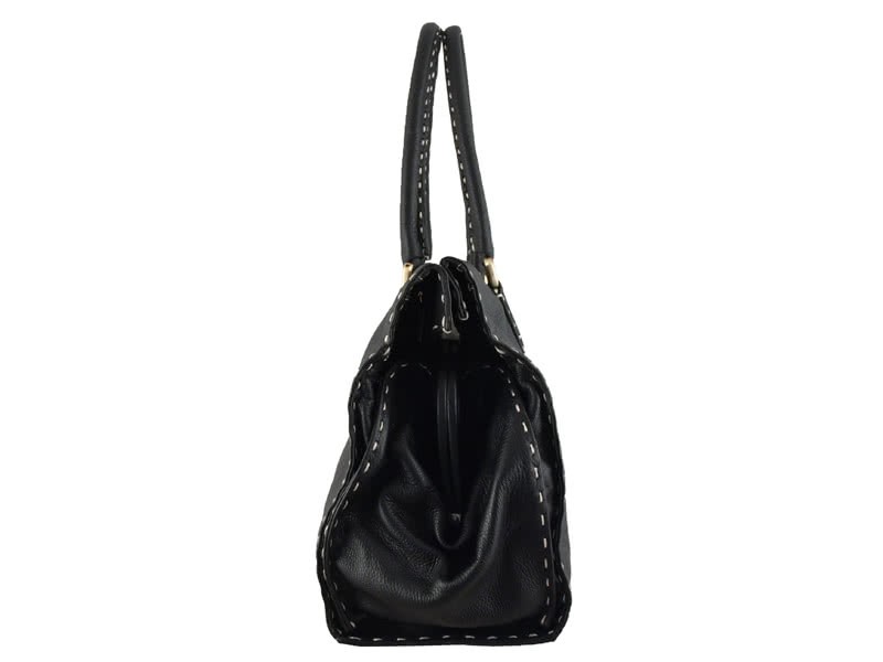 Fendi Saddle Soft Leather Firenze Bag Large Black 3