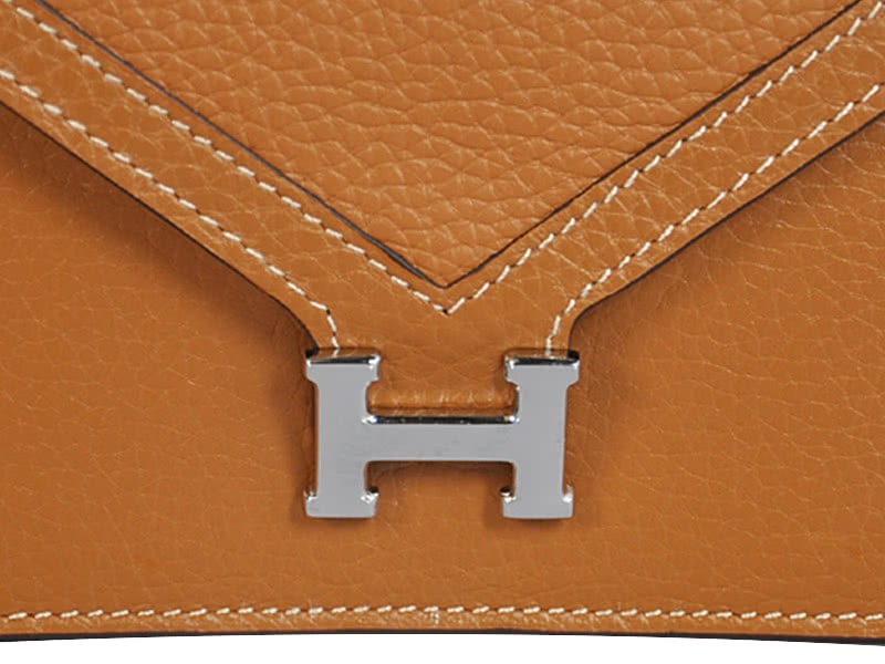 Hermes Pilot Envelope Clutch Camel With Silver Hardware 7