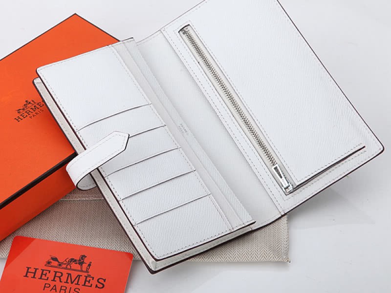 Hermes Epsom Original Calfskin Bearn Japonaise Bi-Fold Wallet White 4
