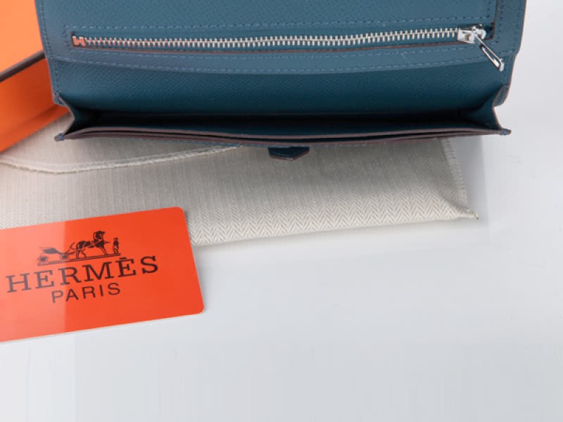 Hermes Epsom Original Calfskin Bearn Japonaise Bi-Fold Wallet Dark Blue 7