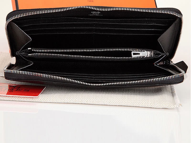 Hermes Zipper Wallet Original Epsom Calfskin Black 3