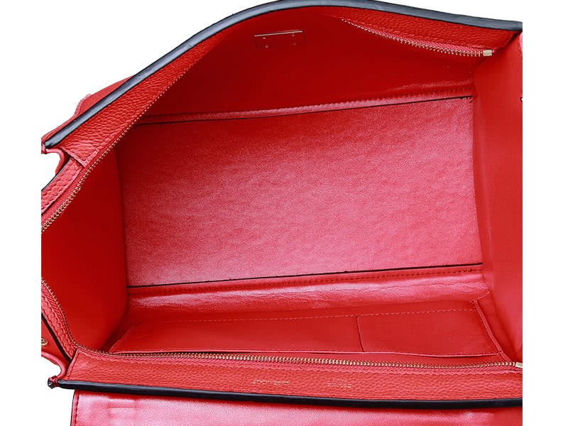 Celine Trapeze Shoulder Bag Calfskin With Suede Red 10